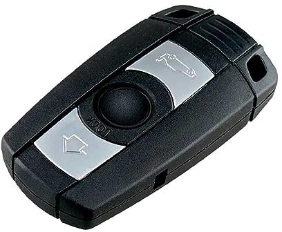 OcioDual Coque Clé 3 Boutons Compatible avec BMW 1 3 5 Series 120 E60 E61 E70 E81 E87 E90 E91 E92 320 X1 X5 X6 Z4 (Keyless Go Uniquement), Boitier Voiture, Télécommande avec Lame, Housse