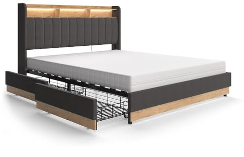 VitaliSpa Polsterbett Nura, Funktionsbett, Anthrazit, 160x200 cm mit Matratze