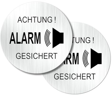 SINMAO Alarmgesichert Aufkleber Klein 10cm Round Metall Aluminum für Innen und Außen x2Stück