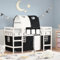 Xichuzi hochbett mit Tunnel Weiß & Schwarz 90x200 cm Kiefernholz, Bett, Jugendbett, Schlafzimmer Bett, Bed Frame - 3206994
