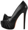 Meinabsatz Peeptoe High Heels Damen Plateau Pumps Pfennigabsatz mit Knoten Abendschuh Partyschuh PU Schwarz 41 EU