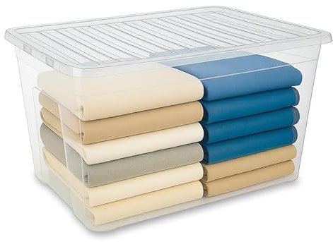 iTrend 80L Clear Storage Box with Lid, Integrated Lock & Handles, Stackable & Nestable, BPA-Free Durable Plastic, Large Capacity for Home, Office, Garage & Outdoor Storage, Pack of 1