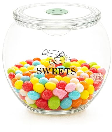 Süßigkeiten Aufbewahrung 2,2L Süßigkeiten Behälter Kunststoff mit Deckel | Bonbon Behälter für Snacks und Trockenfrüchte mit Gummiring, praktischer Candy Organizer für Küche und Vorratsschrank