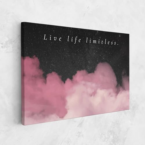 ARTHUB® Leinwandbild 20x30 cm, Clouds Text Pink | Wohnzimmerdekoration, Hängende Bilder, Wanddekoration, Heimdekoration, Landschaften, Wolken