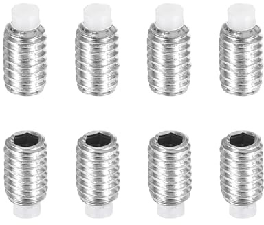 sourcing map 8 Pcs M4x6mm Nylon Tip Grub Screw, 304 Stainless Steel Metric Hex Socket Set Screws for Furniture Repair Industrial Machinery and Equipment