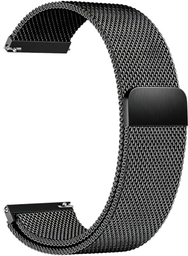 Aurrain 18mm 19mm 20mm 22mm Edelstahl Armband für Garmin/ID205L/Galaxy/Amazfit/Huawei/Coros,magnetisch Metall Armband Unisex