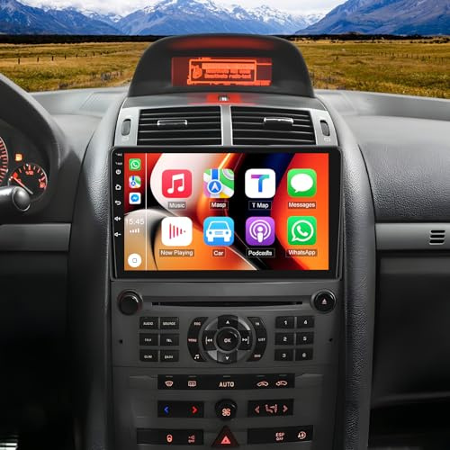 4+64G Android 14 Radio de coche para Peugeot 407 2004 – 2008 con CarPlay Android Auto 9 pulgadas GPS navegación radio con FM/RDS, Bluetooth, Wifi, SWC, Mirror Link + cámara trasera AHD