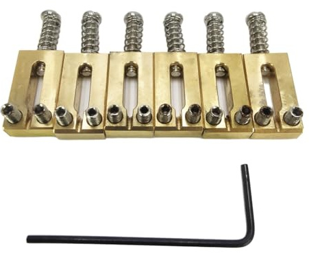 Flaroey Electric Guitar Bridge Saddles Brass 10.5MM Tremolo Parts Electric Guitar Bridge String Saddle Guitar Parts Gold&Silver