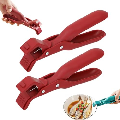 2026 New Hot Plate Gripper, Multi-Angle Hot Plate Grippers Tongs Anti-Scald Bowl Clip, Multi-Purpose Silicone Non-Slip Heat Insulation Anti-Scald Clamp for Dish Bowls Pots Plates (Red-2PCS)