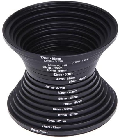 18-teiliges Filteradapter Set für Kameraobjektive, Metall Step-Up/Step-Down Ringe 37-82mm Zubehör