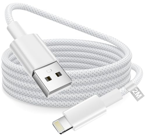 iPhone Charger Cable 2M,[Apple MFi Certified]USB to Lightning Charging Cable Nylon Braided iPhone cable Fast Charging Lead Wire Cord for iphone 14/13/12/11 Pro Max/XR/XS/X/8/7/6/5/SE,iPad Pro/Air/Mini