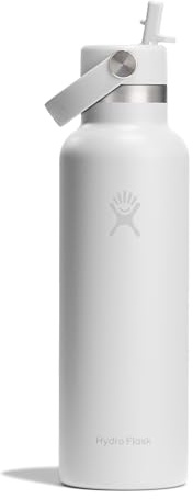 Hydro Flask – Standard Flex Straw Cap 621 ml (21 oz) Bottle | Edelstahl, auslaufsicher, passend für Getränkehalter – Kalt 24 Std. isoliert – White