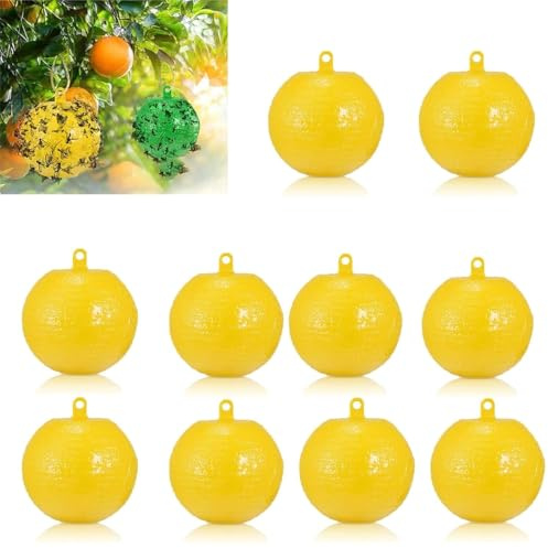 Trappole Per Mosche Della Frutta Da Appendere, 10 Pezzi Trappola Adesiva A Sfera Per Insetti Volanti, Riutilizzabile E Impermeabile, Per Giardino Frutteto Serra Cucina Fattoria (Giallo)