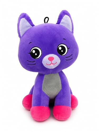 Generisch Peluche a forma di gatto, 30 cm, simpatico gatto viola, morbido peluche per bambini