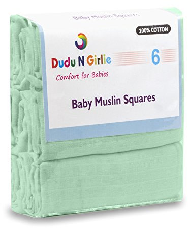 THE PLANET STORE 6 x Premium Qualität Baby Musselin Quadrate 100% Baumwolle 72 x 72 cm Supersoft Made in EU (Mint)