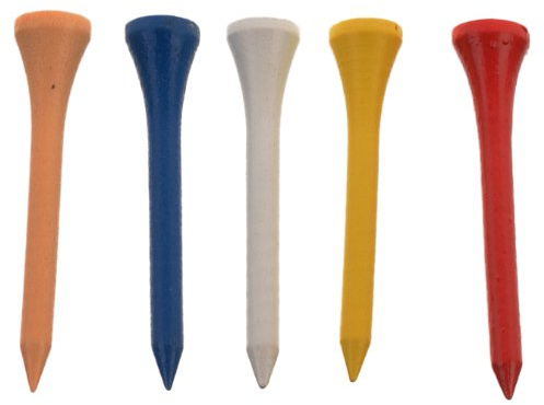 GMTee Golf Wooden Tees (Pack of 25) - 2 1/8 inch - Multicoloured