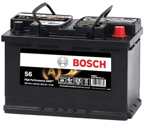 BOSCH S6585B High-Performance 12V Group 48 (H6/L3) AGM Automotive Battery - Ideal for Vehicles with Start-Stop Technology and Regenerative Braking
