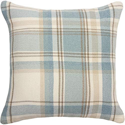 McAlister Textiles Heritage | Kissenbezug für Sofakissen in hellem Blau | 60 x 60 cm | gewobenes Tartan-Muster kariert | Deko Kissenhülle Sofa, Bett, Couch pflegeleichtes Wolle-Gefühl