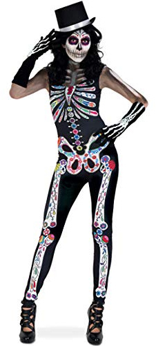 Party-Chic 12070 Damen Jumpsuit Skelett Catrina-Gr. S