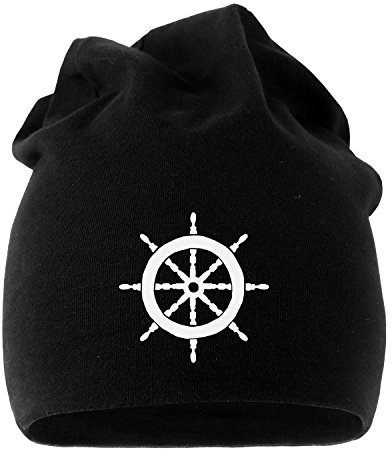 MoonWorks Coole Beanie aus weichem Jersey mit Steuerrad, Mütze für Herren und Damen, schwarz Unisize