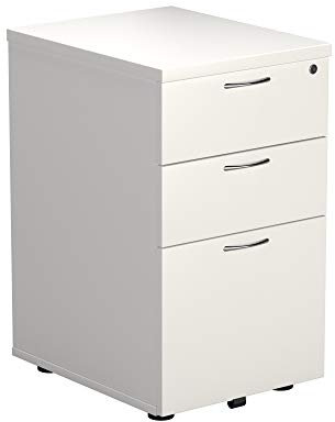 Office Hippo Heavy Duty Pedestal Filing Cabinet, File Cabinet, Office Cabinet with Anti-Tilt Mechanism, Lockable Filing Cabinet, Versatile Under Desk Office Storage - White, 3 Drawer