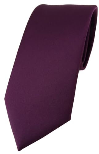 TigerTie Herren Krawatte – Klassische 7,5 cm Krawatte in bordeauxviolett einfarbigem Design, ideal für Geschäftstermine, festliche Anlässe und die Freizeit
