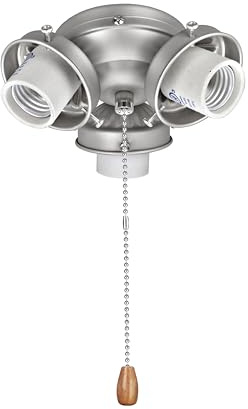 Aspen Creative 22002-11, Kit de luz para Ventilador de Techo con Cadena de tracción, 13,8 cm de diámetro, níquel Cepillado, Metal