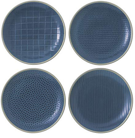 Gordon Ramsay Royal Doulton 40034503 Maze Grill 400345032 3cm Side Plate Set of 4 Blue, Porcelain, Stoneware