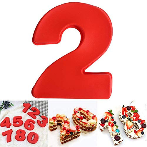 DUBENS Große Anzahl 0-9 Kuchenform Backen Jubiläum, Zahl Geburtstag Hochzeit Jahrestag Kuchen Dose, Silikon Nummern Backform Zahlen Silikonform Ziffer Kasten (2)