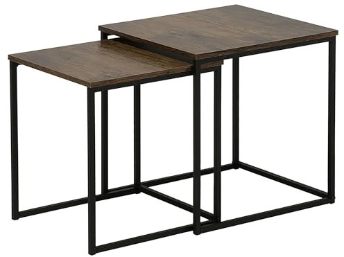 Beistelltisch 2er Set Couchtische quadratisch Loft Design braun/schwarz Denny