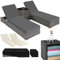 TecTake® Set 2 Tumbonas de Ratán y Aluminio + Mesa Jardín, Tumbonas Piscina Respaldo Regulable, Tumbonas Playa Resistente a la Intemperie, Fundas Intercambiables, Funda Protectora - Natural