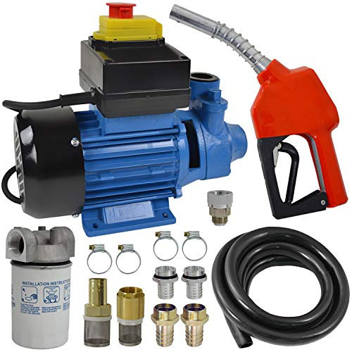 AMUR Dieselpumpe Ölpumpe Biodiesel Heizölpumpe 230V, JETZT MIT EXTRA-Ersparnis! BIODIESEL KRAFTSTOFFPUMPE 230V Elektro FASS-Pumpe mit Schlauch, Diesel-Vorfilter mit austauschbarem Filtereinsatz
