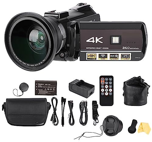 Maranon Caméscope à caméra vidéo, AC3-IPS, écran Tactile 4K UHD WiFi 30X à Zoom numérique de 3,1 Pouces, capteur CMOS Haute sensibilité de 13 Millions, caméra Youtube Vlogging(EU Plug)