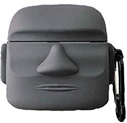 EU_LevinArt Für AirPods 1 2 Hülle 3D Osterinsel Stein Statue Mann Moai Cartoon Weiche Silikon Hüllen für Airpod Hülle Süße Abdeckung