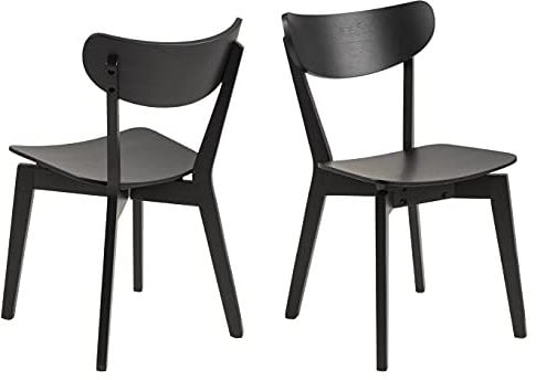 AC Design Furniture Roxanne Esszimmerstühle 2er Set, H: 79,5 x B: 45 x T: 55 cm, Schwarz, Eichefurnier/Gummibaumholz, 2 Stk.