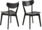 AC Design Furniture Roxanne Esszimmerstühle 2er Set, H: 79,5 x B: 45 x T: 55 cm, Schwarz, Eichefurnier/Gummibaumholz, 2 Stk.