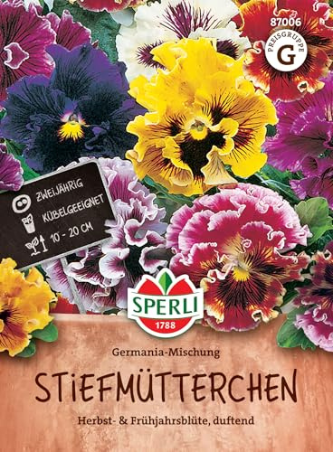 Sperli Stiefmütterchensamen Germania-Mischung 87006, Blumensaat | Kübelgeeignet, Herbst- & Frühjahrsblüte, Blumensamen Mischung, kompakt, für Beet & Kübel