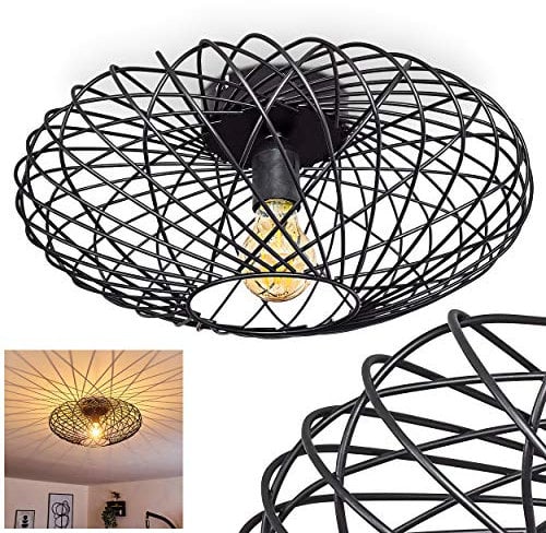 HOFSTEIN Deckenleuchte Wemude, Deckenlampe Kupfer, Lampe Wohnzimmer Retro, 1-flammig, E27-Fassung, Deckenleuchte Schlafzimmer, Modern Vintage, Durchmesser 40 cm, Metall Gitterlampe, Innenbereich