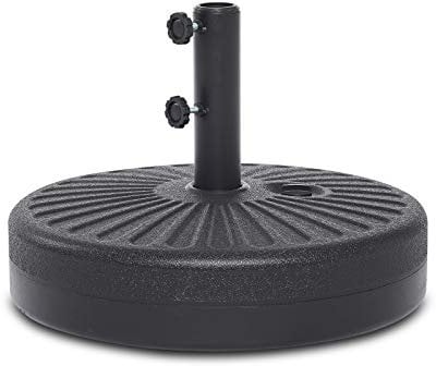 Mondeer Pied de Parasol, Base du Parasol Rond et Robuste, Pied de Parasoll de ø38/48mm, Support de Parasol de Plage, Dalles de Parasol, Extérieur, Jardin, Plage, Terrasse SANZUO02 Noir