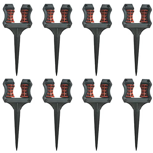 QYLJZB 8Pcs Pipe Support Hose Holder,Plastic Garden Hose Guide Spike, Black Smooth Roller Mechanism Keeps Garden Hose Out of Flower beds for Plant Protection