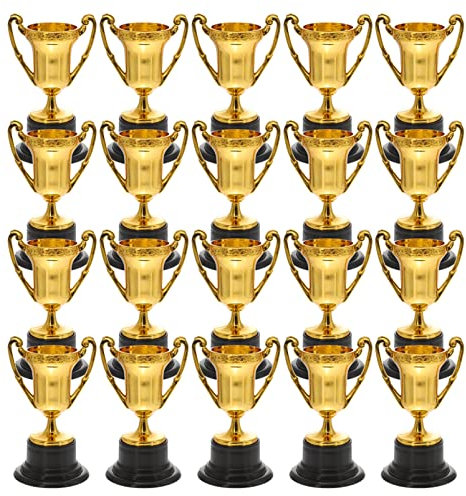 Toddmomy 20 Pièces Trophée Tasses en Plastique Or Trophée Médaille Mini Récompense Petit Prix Tasse Accessoires pour Enfants École