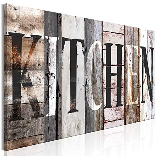 murando - Cuadro en Lienzo Inscripción Kitchen 90x30 cm 1 pieza - Impresión en material tejido no tejido cuadros decoracion salon modernos lienzos decorativos - Casa Madera Cocina m-A-0936-b-a