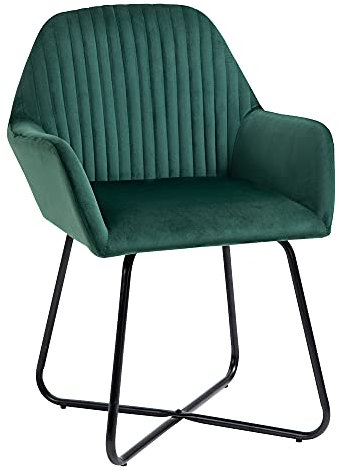 HOMCOM Modern Accent Chair, Velvet-Feel Fabric Upholstered Armchair with Metal Base for Living Room, Green