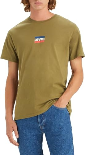 Levi's Men's Graphic Crewneck Tee T-Shirt, Mini Sportswear Martini Olive, L
