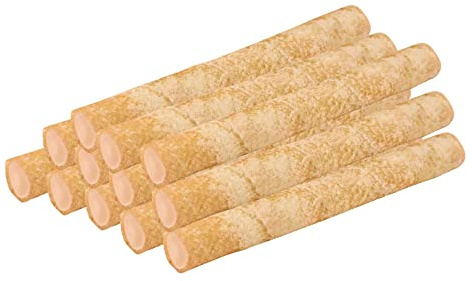 Schecker Gefüllte Kaurollen - leckere Büffelhaut Röllchen mit zart schmelzender Cremefüllung - 264g (12 Stück) mit Joghurt