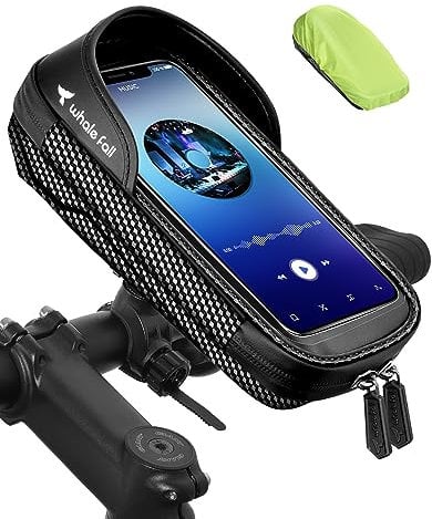 whale fall Bike Phone Holder, Waterproof 360° Rotatable Handlebar Bag, Gifts for Men, Quick Release Mount for Bikes & E-Bikes, Compatible with Phones up to 7''