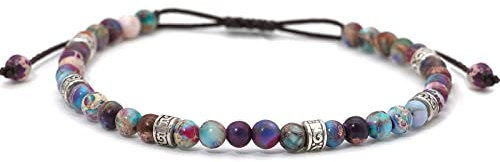Suyi Bracelets De Perles Bracelet Cordon Réglable Fait Main Bracelet Bohème à Brins De Pierres Colorées pour Femme Color