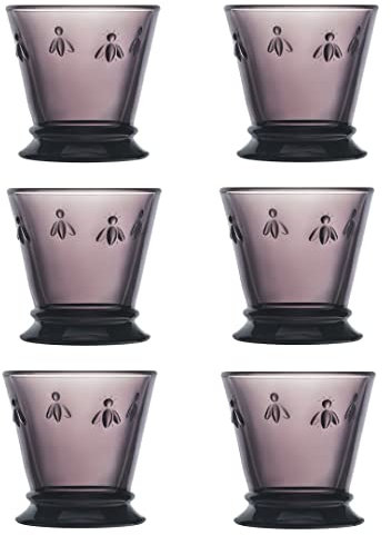 La Rochere Napoleon Bee Aubergine Tumbler Set of 6 - La Rochere Bee Glassware Sets - Fancy Glassware Trinkgläser (284 ml)