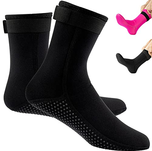 Tyuodna 3mm Neoprensocken,rutschfeste Tauchsocken für Erwachsene Damen Herren,Dicke Schwimmsocken,wasserdichte Socken zum Schnorcheln,Schwimmen,Surfen,Segeln,Kajakfahren Wassersport(Schwarz,L-XL)