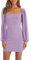 Wenrine Robe moulante en maille à manches longues et col carré pour femme - Coupe ajustée - Pour fête, cocktail, club, Violet clair, S